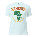 Sankofa men’s/unisex graphic t‑shirt in Black Heather – front view by BLACKLUSTRE