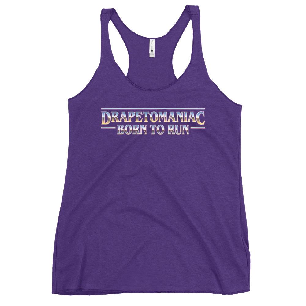 Born To Run women's racerback tank in Black – front view by BLACKLUSTRE