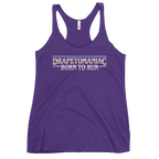 Born To Run women's racerback tank in Black – front view by BLACKLUSTRE