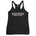 Born To Run women's racerback tank in White – front view by BLACKLUSTRE