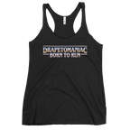Born To Run women's racerback tank in White – front view by BLACKLUSTRE