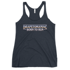 Born To Run women's racerback tank in Heather Stone – front view by BLACKLUSTRE