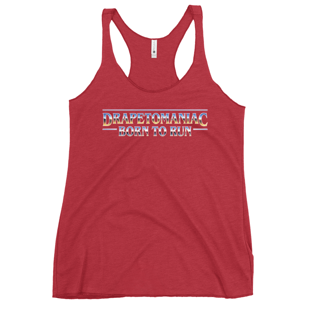 Born To Run women's racerback tank in Mauve – front view by BLACKLUSTRE