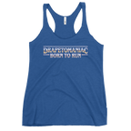 Born To Run women's racerback tank in Dusty Blue – front view by BLACKLUSTRE