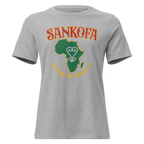 Sankofa women's relaxed t‑shirt in Athletic Heather – front view by BLACKLUSTRE
