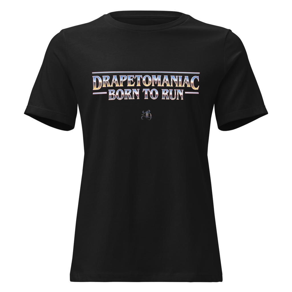 Born To Run women's relaxed t‑shirt in Heather Prism Natural – front view by BLACKLUSTRE