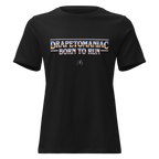 Born To Run women's relaxed t‑shirt in Heather Prism Natural – front view by BLACKLUSTRE