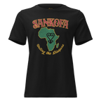 Sankofa women's relaxed t‑shirt in Heather Prism Natural – front view by BLACKLUSTRE