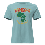 Sankofa women's relaxed t‑shirt in yellow – front view by BLACKLUSTRE