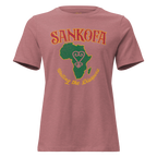 Sankofa women's relaxed t‑shirt in soft pink – front view by BLACKLUSTRE
