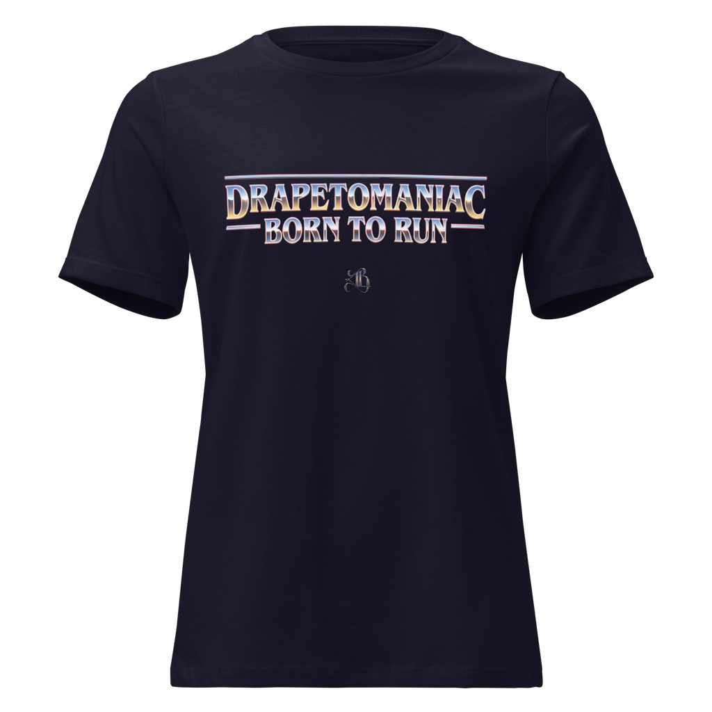 Born To Run women's relaxed t‑shirt in Heather Dust – front view by BLACKLUSTRE