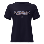 Born To Run women's relaxed t‑shirt in Heather Dust – front view by BLACKLUSTRE