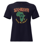 Sankofa women's relaxed t‑shirt in Heather Prism Lilac – front view by BLACKLUSTRE