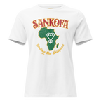 Sankofa women's relaxed t‑shirt in heather blue – front view by BLACKLUSTRE
